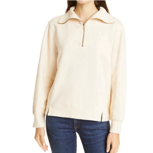 Alex Mill Crosby Half Zip Pullover in Ivory - Picture 1 of 5